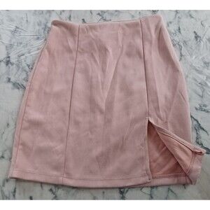Vtg  Juniors XS Mini Skirt Faux Suede‎ Blush/Pink 90s Y2K  Preppy Retro Classy